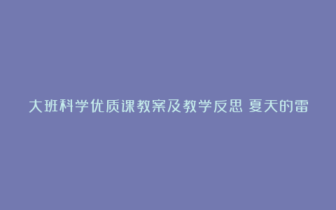 大班科学优质课教案及教学反思《夏天的雷雨》