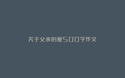 关于父亲的爱500字作文