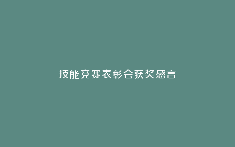 技能竞赛表彰会获奖感言