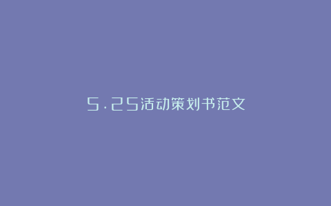 5.25活动策划书范文