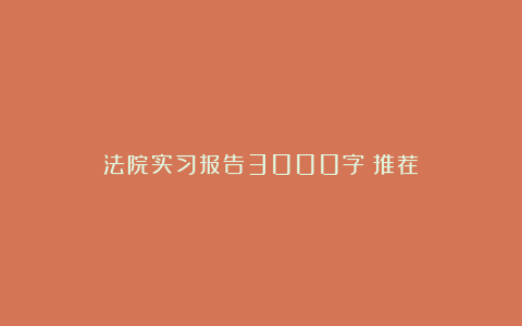 法院实习报告3000字（推荐）