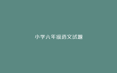 小学六年级语文试题