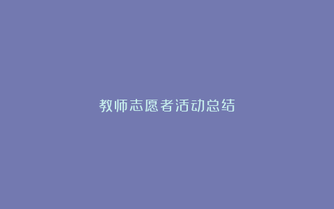 教师志愿者活动总结