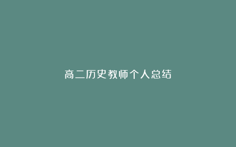 高二历史教师个人总结