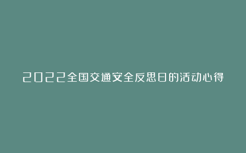 2022全国交通安全反思日的活动心得