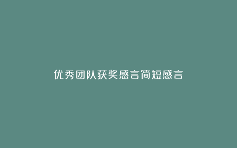 优秀团队获奖感言简短感言