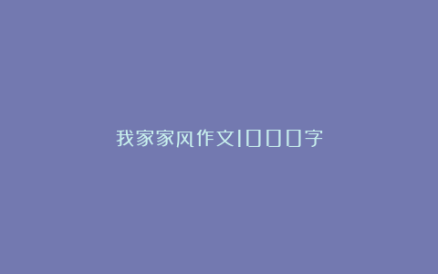 我家家风作文1000字