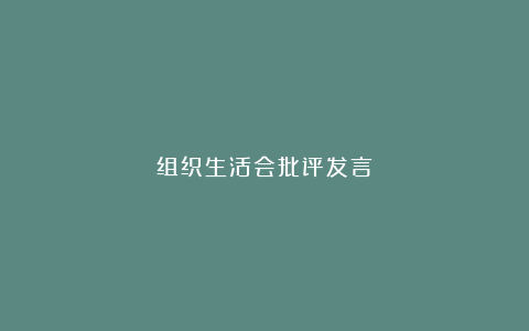 组织生活会批评发言