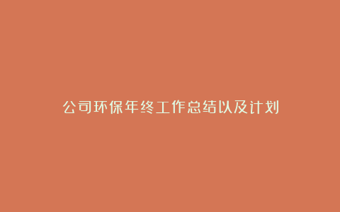 公司环保年终工作总结以及计划