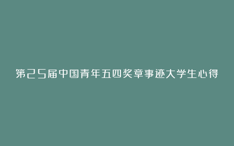 第25届中国青年五四奖章事迹大学生心得体会