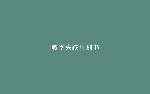 教学实践计划书