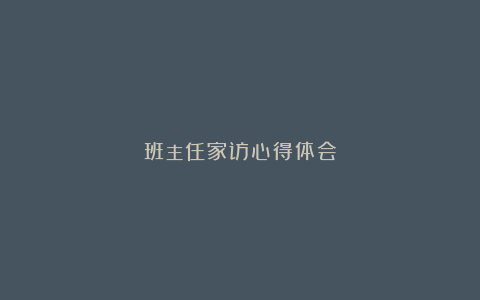 班主任家访心得体会