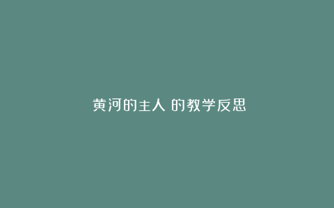 《黄河的主人》的教学反思