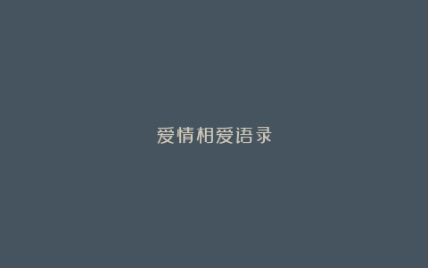 爱情相爱语录