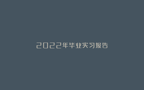 2022年毕业实习报告