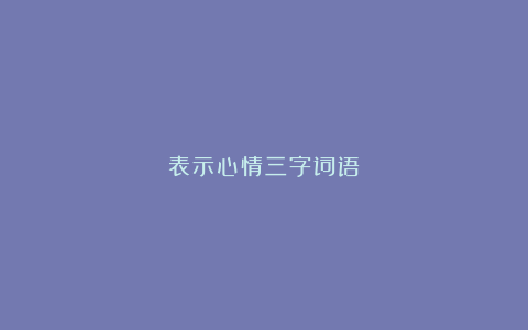 表示心情三字词语