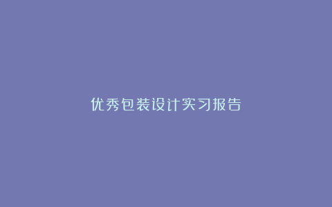 优秀包装设计实习报告