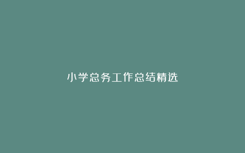 小学总务工作总结精选