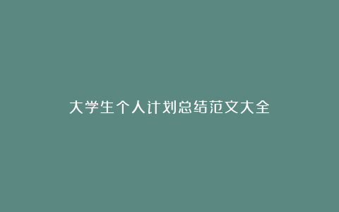 大学生个人计划总结范文大全