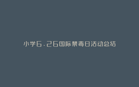 小学6.26国际禁毒日活动总结