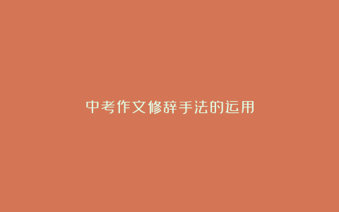 中考作文修辞手法的运用