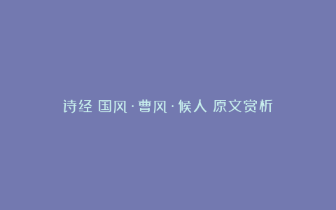 诗经《国风·曹风·候人》原文赏析