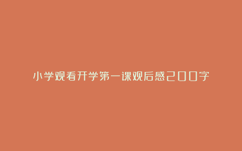 小学观看开学第一课观后感200字