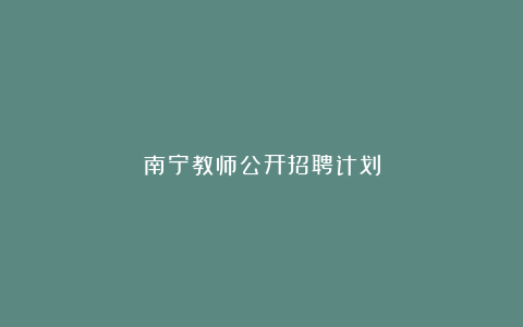 南宁教师公开招聘计划