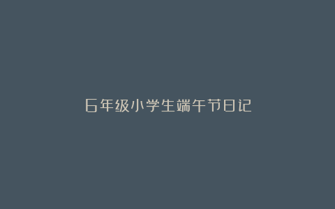 6年级小学生端午节日记