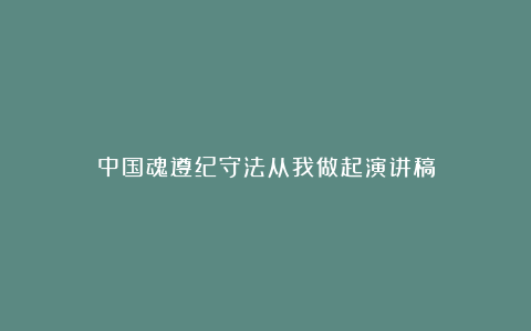 中国魂遵纪守法从我做起演讲稿