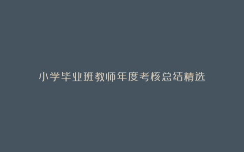 小学毕业班教师年度考核总结精选