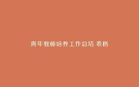 青年教师培养工作总结（表格）