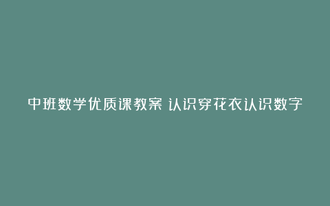 中班数学优质课教案《认识穿花衣认识数字宝宝4和5》