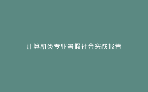 计算机类专业暑假社会实践报告