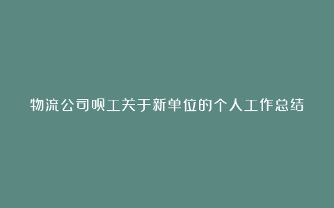 物流公司员工关于新单位的个人工作总结