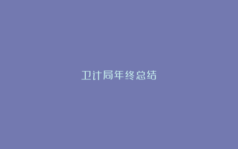 卫计局年终总结