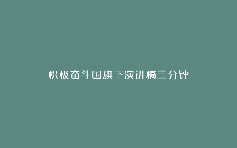 积极奋斗国旗下演讲稿三分钟