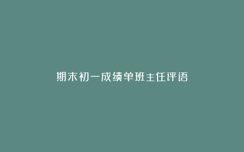 期末初一成绩单班主任评语