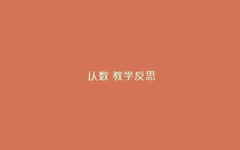 《认数》教学反思