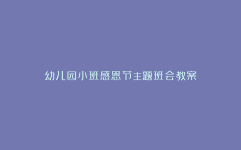 幼儿园小班感恩节主题班会教案