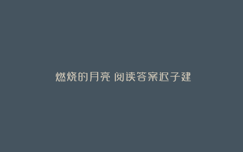 《燃烧的月亮》阅读答案迟子建