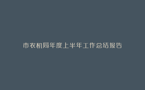 市农机局年度上半年工作总结报告