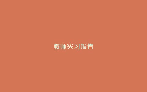 教师实习报告