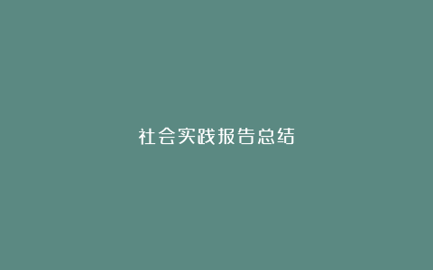 社会实践报告总结