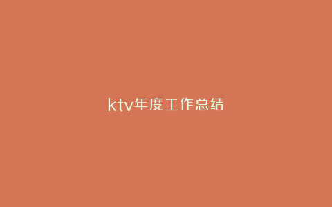 ktv年度工作总结