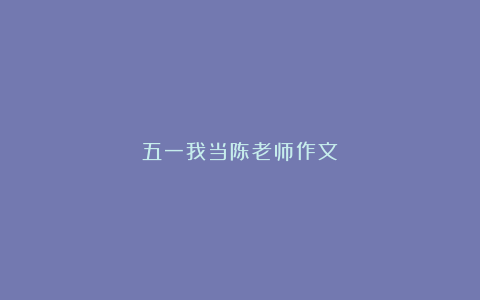 五一我当陈老师作文