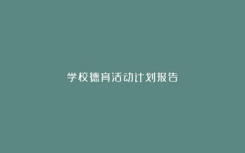 学校德育活动计划报告