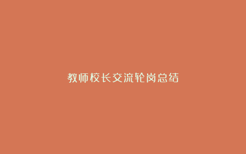 教师校长交流轮岗总结