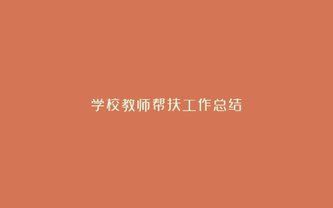 学校教师帮扶工作总结