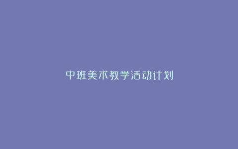 中班美术教学活动计划